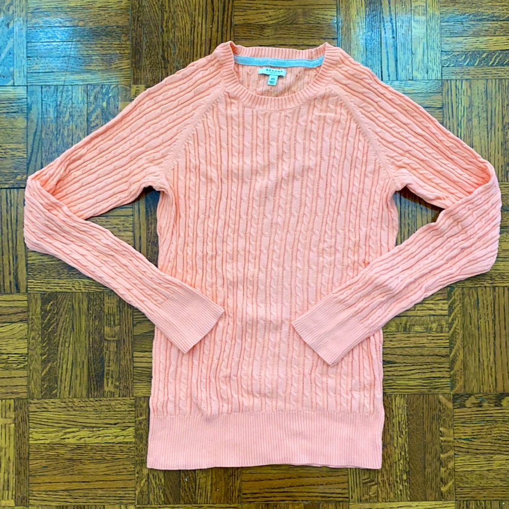 Sonoma Vibrant Coral Cable Knit Sweater XS